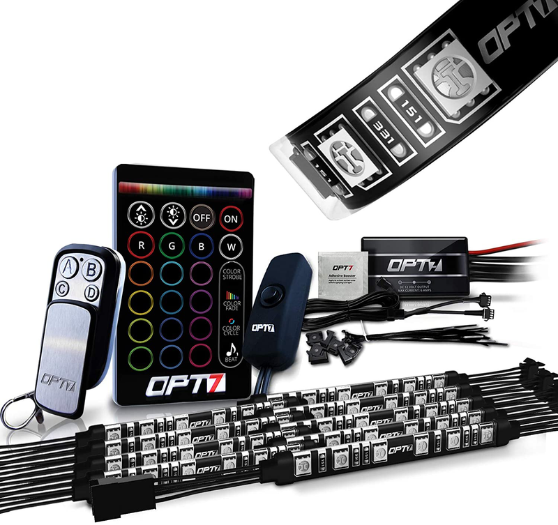 OPT7 Aura Motorcycle LED Accent Lighting Kit, RGB Multi-Color Lights Kit with Remote, Motorcycle Lights Underglow Strips Accessories with Switch for Sportsbike Cruisers, 10pc Double Row  ‎OPT7 10pc sportsbike kit  