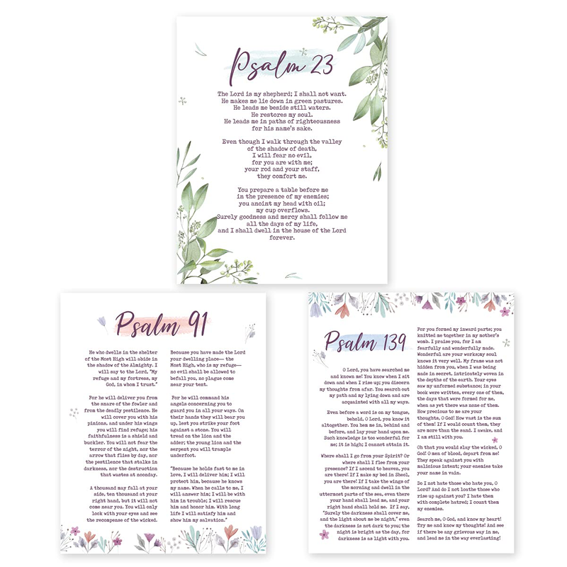Psalm 23, Psalm 91, Psalm139 Wall Art Prints - Set of 3 Posters - ESV Bible Page Verse Wall Decor - 8x10 - Unframed Home & Garden > Decor > Seasonal & Holiday Decorations L&B Creations Default Title  
