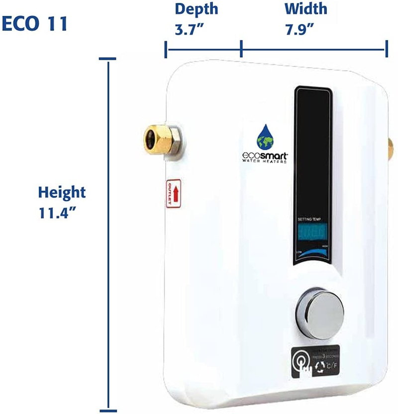 EcoSmart ECO 11 Electric Tankless Water Heater, 13KW at 240 Volts with Patented Self Modulating Technology  EcoSmart   