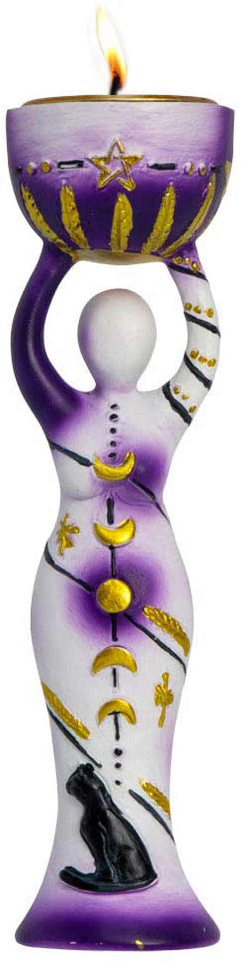 Kheops International Moon Goddess Polyresin T-Light Holder Wiccan Goddess Candle Holder Figurine
