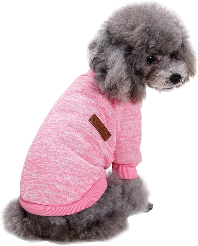 Jecikelon Pet Dog Clothes Knitwear Dog Sweater Soft Thickening Warm Pup Dogs Shirt Winter Puppy Sweater for Dogs (Pink, M)