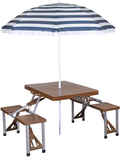 Stansport Picnic Table and Umbrella Comb Sporting Goods > Outdoor Recreation > Camping & Hiking > Camp Furniture Stansport Brown  