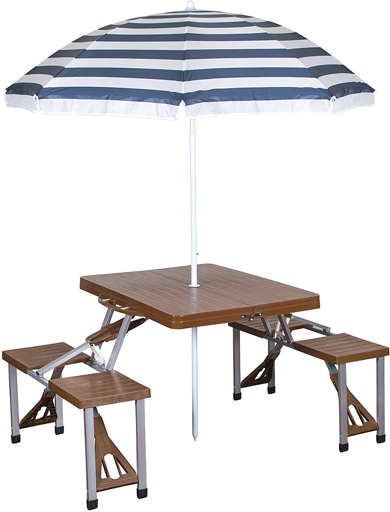 Stansport Picnic Table and Umbrella Comb Sporting Goods > Outdoor Recreation > Camping & Hiking > Camp Furniture Stansport Brown  
