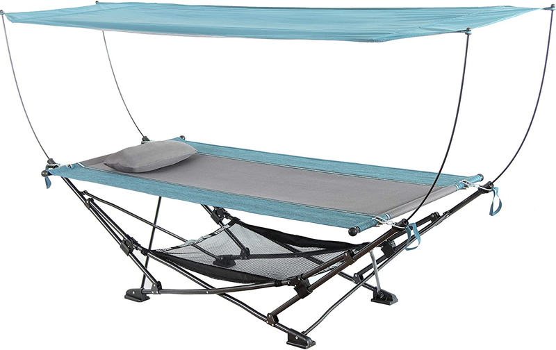 Mac Sports H806S-201 Collapsible Portable Removable Canopy Hammock, Teal Home & Garden > Lawn & Garden > Outdoor Living > Hammocks MacSports Default Title  