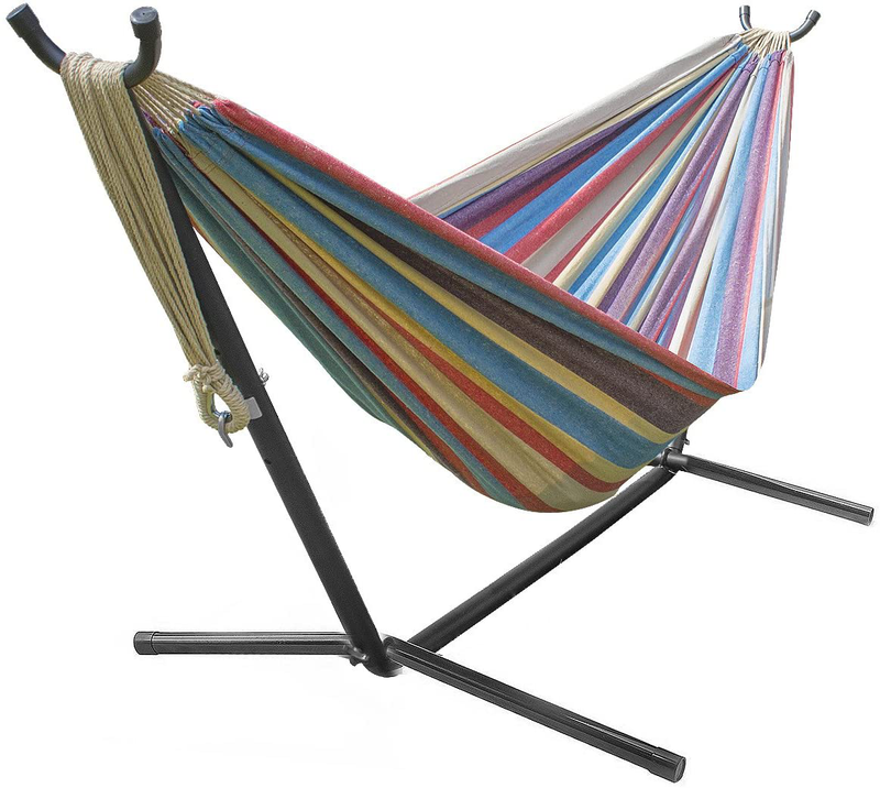 Sorbus Double Hammock with Steel Stand Two Person Adjustable Hammock Bed - Storage Carrying Case Included (Blue/Green) Home & Garden > Lawn & Garden > Outdoor Living > Hammocks Sorbus Blue/Sand/Purple/Red  