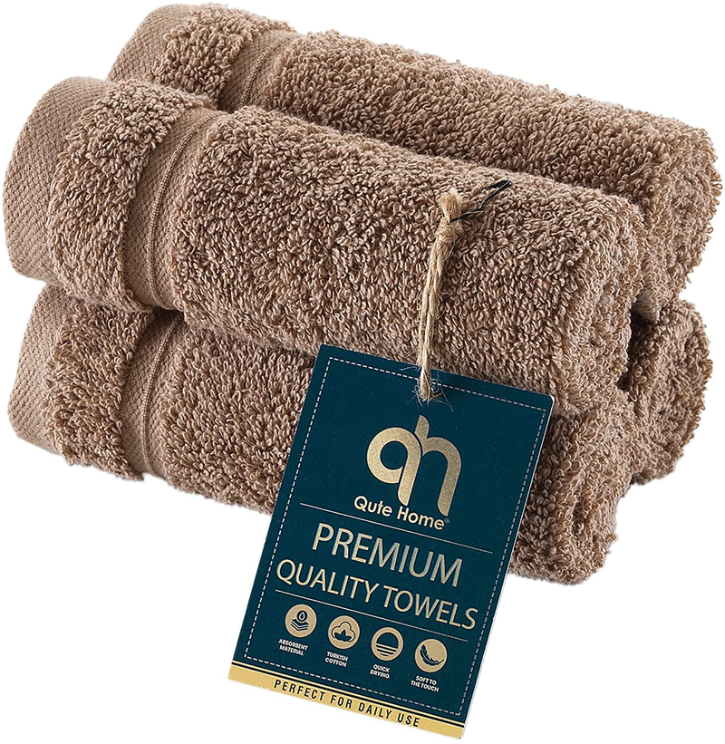 Qute Home 4-Piece Bath Towels Set, 100% Turkish Cotton Premium Quality Towels for Bathroom, Quick Dry Soft and Absorbent Turkish Towel Perfect for Daily Use, Set Includes 4 Bath Towels (White) Home & Garden > Linens & Bedding > Towels Qute Home Brown 4 Pieces Washcloths 