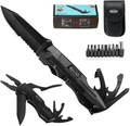 Rovertac Pocket Knife Folding Multitool Knife Christmas Gifts for Men Pliers Screwdriver Bottle Opener Liner Lock Durable Sheath Perfect for Camping Fishing Hiking Adventuring Sporting Goods > Outdoor Recreation > Camping & Hiking > Camping Tools RoverTac Black  