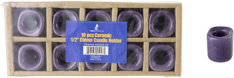 Mega Candles 10 pcs Assorted Colors Ceramic Chime Ritual Spell Candle Holders, Great for Casting Chimes, Rituals, Spells, Vigil, Witchcraft, Wiccan Supplies & More Home & Garden > Decor > Home Fragrance Accessories > Candle Holders Mega Candles Dark Purple  
