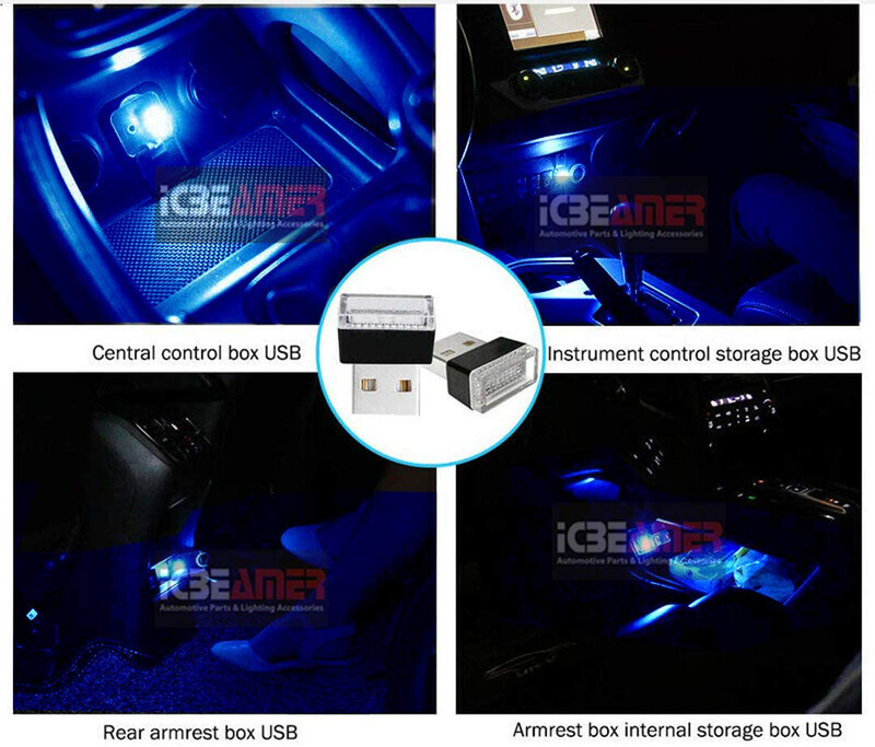 ICBEAMER Blue Color Universal USB Interface Plug-in Miniature Night Light LED Car Interior Trunk Ambient Atmosphere Vehicles & Parts > Vehicle Parts & Accessories > Motor Vehicle Parts > Motor Vehicle Interior Fittings ICBEAMER   