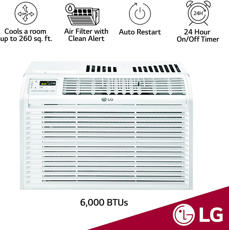 LG 6,000 BTU 115V Window Air Conditioner with Remote Control, White Home & Garden > Household Appliances > Climate Control Appliances > Air Conditioners LG   