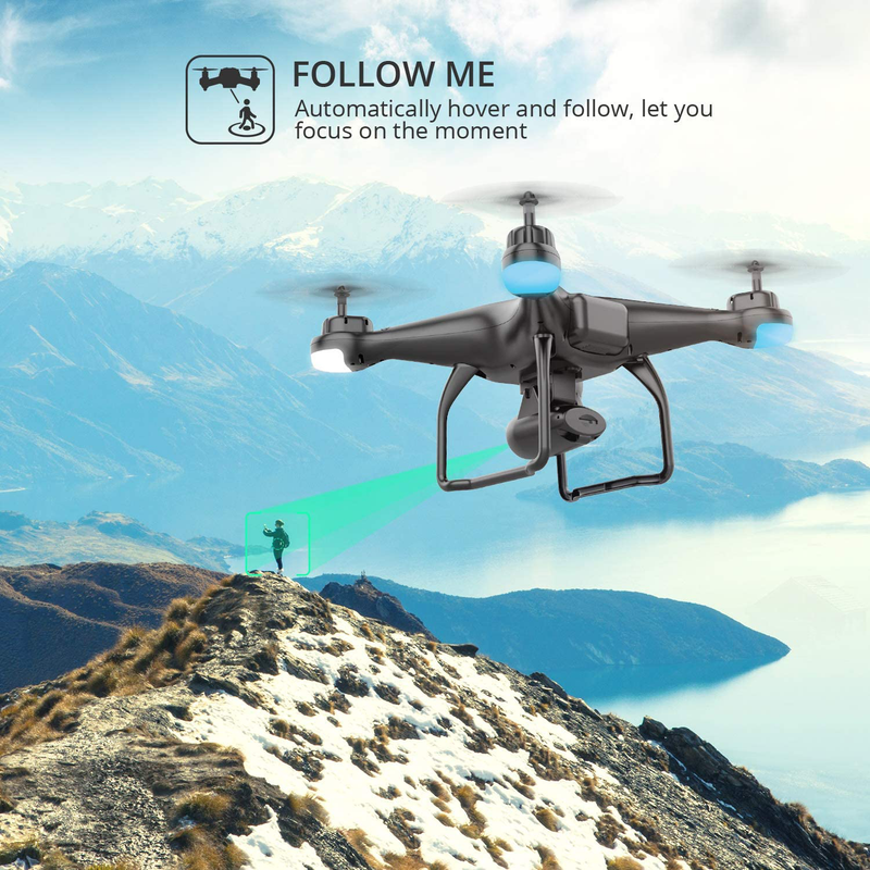 Holy Stone HS120D GPS Drone with Camera for Adults 2K UHD FPV, Quadcotper with Auto Return Home, Follow Me, Altitude Hold, Way-points Functions, Includes 2 Batteries and Carrying Backpack