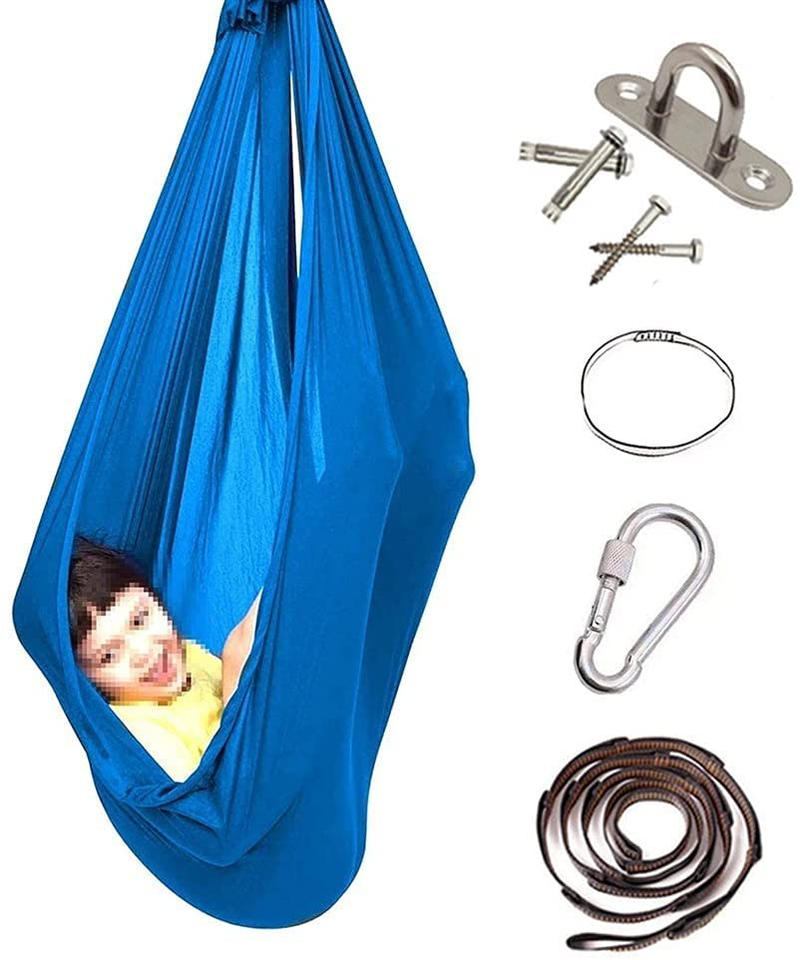 LHHL Sensory Swing for Kids Cuddle Elastic Therapy Swing Indoor for Autism, ADHD, Aspergers and Sensory Integration Snuggle (Color : Blue, Size : 150280CM/59110in) Home & Garden > Lawn & Garden > Outdoor Living > Porch Swings LHHL Blue 150*280CM/59*110" 