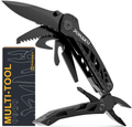 Multitool Knife, Pohaku 13 in 1 Portable Multifunctional Multi Tool with 3" Large Blade, Spring-Action Plier, Safety Locking Design, and Durable Pouch for Outdoor, Camping, Fishing, Survival and More