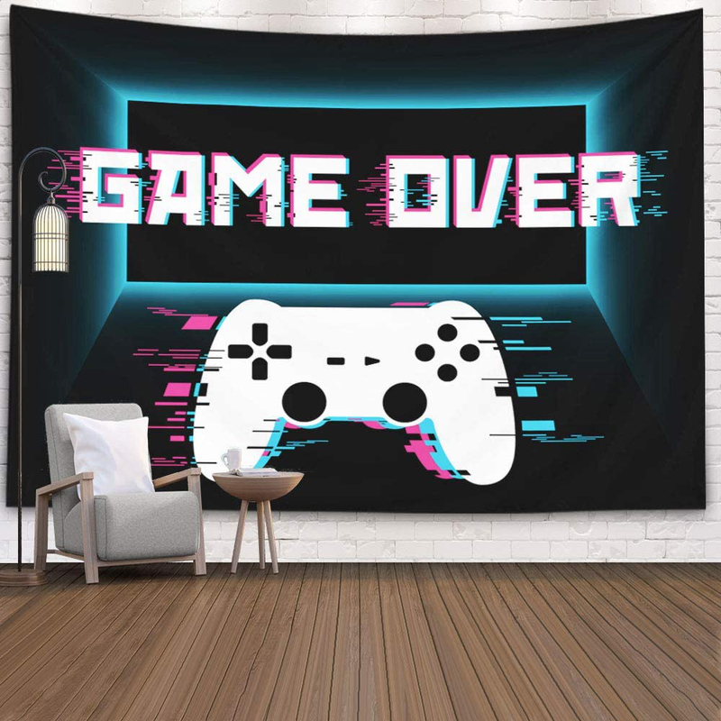 Crannel Gaming Wall Tapestry, Conceptual Abstraction Modern Controller Realistic Game Wireless Mockup Tapestry 80x60 Inches Wall Art Tapestries Hanging Dorm Room Living Home Decorative,Black Blue Home & Garden > Decor > Artwork > Decorative TapestriesHome & Garden > Decor > Artwork > Decorative Tapestries Crannel Black Blue 92.5" L x 70.9" W 