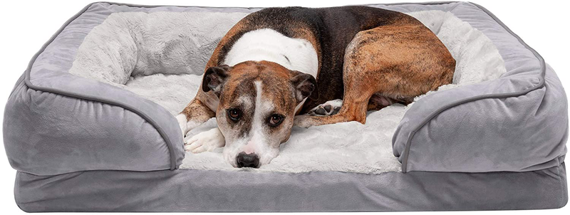 Furhaven Orthopedic, Cooling Gel, and Memory Foam Pet Beds for Small, Medium, and Large Dogs and Cats - Luxe Perfect Comfort Sofa Dog Bed, Performance Linen Sofa Dog Bed, and More Animals & Pet Supplies > Pet Supplies > Dog Supplies > Dog Beds Furhaven Velvet Waves Granite Gray Sofa Bed (Egg Crate Orthopedic Foam) Large (Pack of 1)