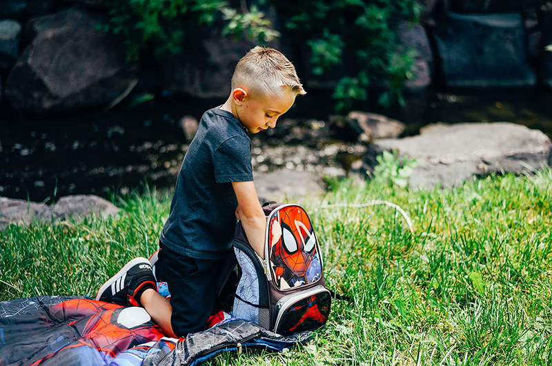 Marvel Spiderman Backpack and Sleeping Bag Set – Spiderman Kids Indoor/Outdoor Kit, 2 Piece Set Sporting Goods > Outdoor Recreation > Camping & Hiking > Sleeping Bags Exxel Outodoors   