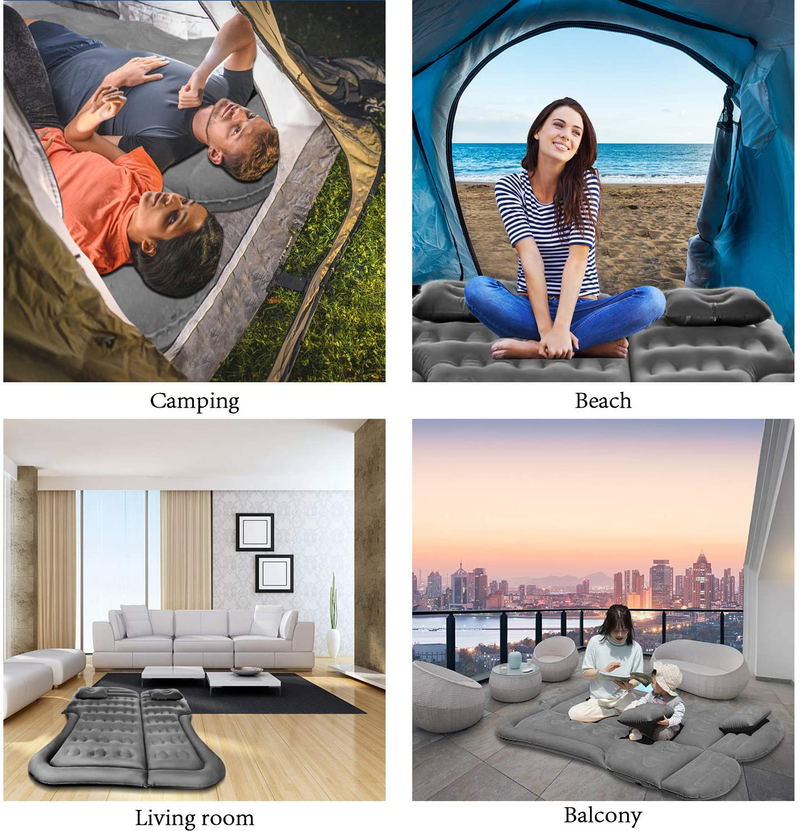 SAYGOGO SUV Air Mattress Camping Bed Cushion Pillow - Inflatable Thickened Car Air Bed with Electric Air Pump Flocking Surface Portable Sleeping Pad for Travel Camping Upgraded Version - Grey Sporting Goods > Outdoor Recreation > Camping & Hiking > Tent Accessories SAYGOGO   