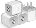 X-EDITION USB Wall Charger,4-Pack 2.1A Dual Port USB Cube Power Adapter Wall Charger Plug Charging Block Cube for Phone 8/7/6 Plus/X, Pad, Samsung Galaxy S5 S6 S7 Edge,LG, Android (White)  X-EDITION White  