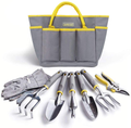 Jardineer Garden Tools Set, 8PCS Heavy Duty Garden Tool Kit with Outdoor Hand Tools, Garden Gloves and Storage Tote Bag, Gardening Tools Gifts for Women and Men Home & Garden > Lawn & Garden > Gardening > Gardening Tools > Gardening Sickles & Machetes Jardineer 8 pcs gray  