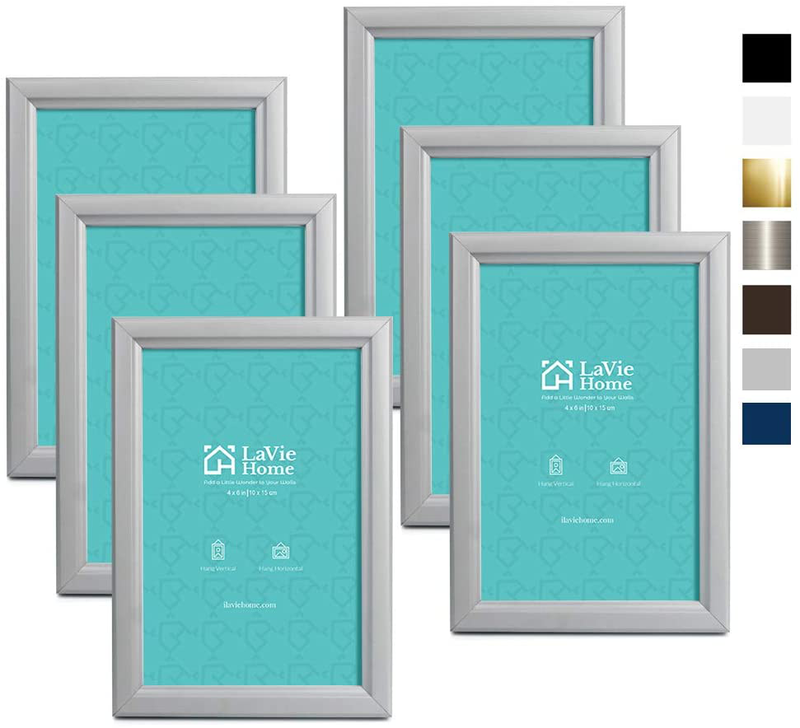 LaVie Home 4x6 Picture Frames (6 Pack, Black) Simple Designed Photo Frame with High Definition Glass for Wall Mount & Table Top Display, Set of 6 Classic Collection Home & Garden > Decor > Picture Frames LaVie Home Light Gray 4x6 