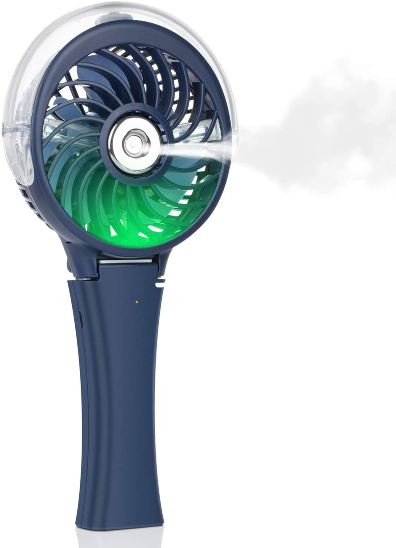 Handheld Misting Fan Personal Facial Steamer Fan -Rechargeable Battery Operated, Portable Foldable Travel Fan with Cooling Humidifier and Colorful Nightlight for Camping, Hiking, Outdoor (Blue) Sporting Goods > Outdoor Recreation > Camping & Hiking > Tent Accessories COMLIFE   