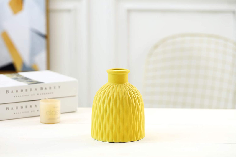 Modern Ceramic Home Decor Flower Vase ，Flower Vase for Living Room Table Centerpieces, 6", Yellow Home & Garden > Decor > Vases GaLouRo   