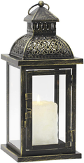 Ninganju 13 Inches Tall Rustic Decorative Candle Lantern White Metal Antique Outdoor Hanging Lanterns Great for Wedding, Patio Parties, Indoor/Outdoor Decorative（Black） Home & Garden > Decor > Home Fragrance Accessories > Candle Holders Ninganju Black  