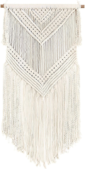 Livalaya Boho Macrame Wall Hanging - Beige 16 in x 36 in Woven Wall Hanging Modern Bohemian Tapestry Boho Room Decor for Bedroom, Boho Home Decor, Apartment, Dorm, Nursery, Party Decorations, US Brand Home & Garden > Decor > Artwork > Decorative Tapestries Aura Design's Beige  