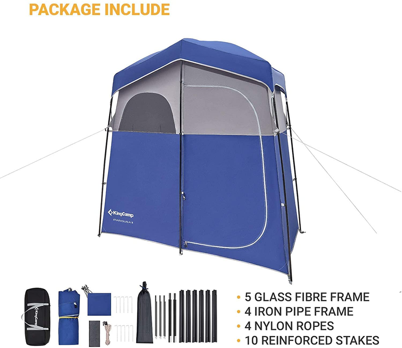 Kingcamp Outdoor Privacy Tent, Oversize Shower Tent for Camping, Portable Camping Privacy Shelter Dressing Rroom Changing Room Tent with Carry Bag, Easy Set Up, 1 Room/2 Rooms Sporting Goods > Outdoor Recreation > Camping & Hiking > Tent Accessories KingCamp   