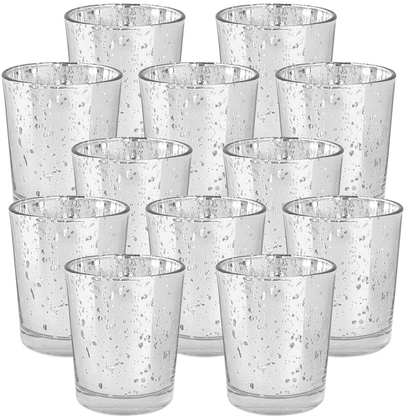 Just Artifacts 2.75-Inch Speckled Mercury Glass Votive Candle Holders (12pcs, Silver) Home & Garden > Decor > Home Fragrance Accessories > Candle Holders Just Artifacts Silver  