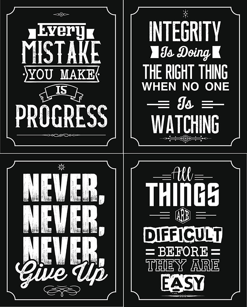 Puget Posters Motivational Art Prints - Sayings & Quotes | Set of Four Prints 8X10 Unframed | Great Gift for Bedroom/Office Wall Decor Home & Garden > Decor > Artwork > Posters, Prints, & Visual Artwork Puget Posters   