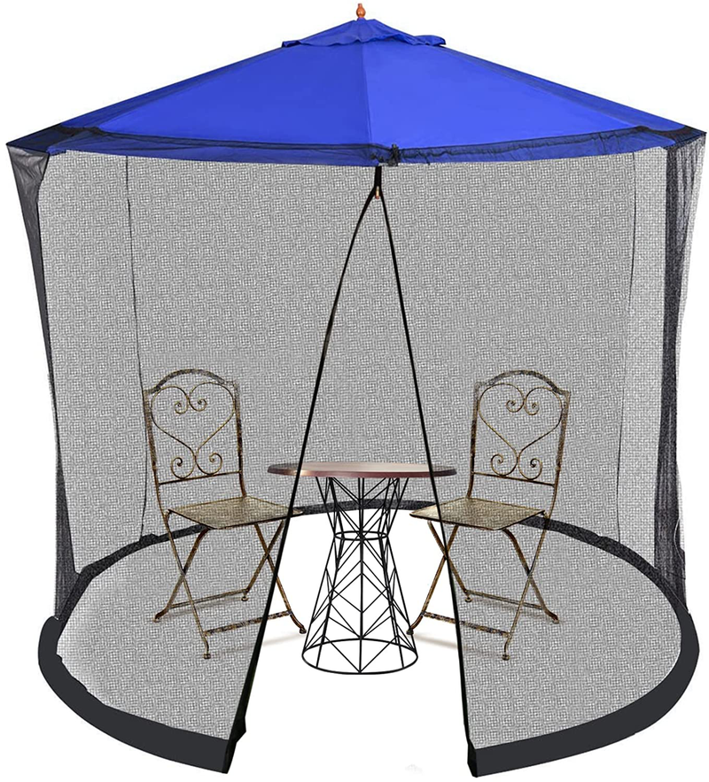 Outdoor Patio Umbrella Netting, Polyester Mesh Net Screen, Universal Canopy Umbrella Net, W/Double Zipper Door, Adjustable Rope, Storage Bag & 8 Stainless Steel Clips Sporting Goods > Outdoor Recreation > Camping & Hiking > Mosquito Nets & Insect Screens Roderick Timothy 4×5 FT  
