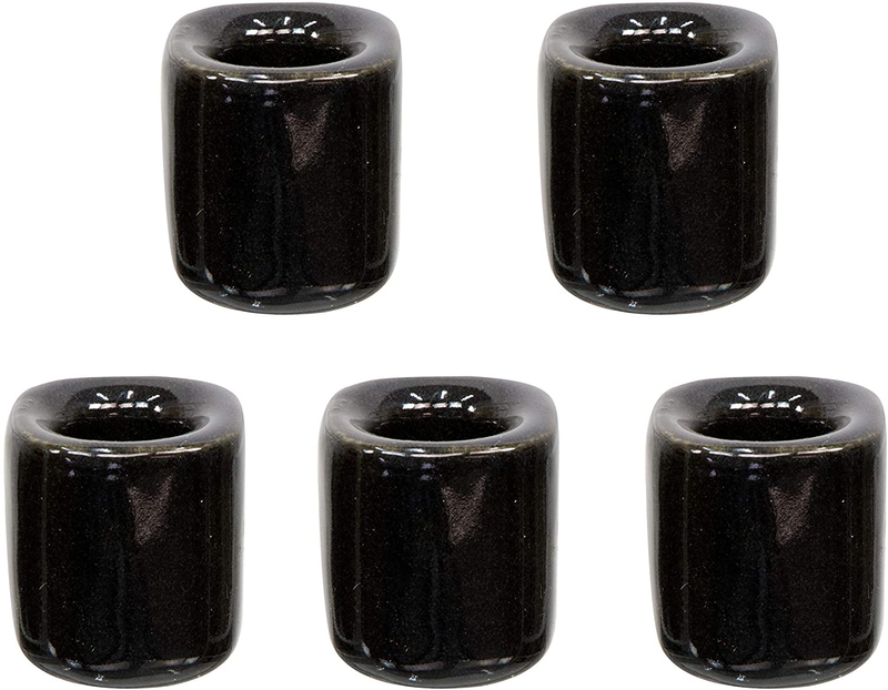 Clarity & Muse 5 Pcs Ceramic Chime Candle Holder Set - Black
