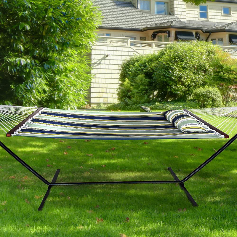 Sorbus Hammock with Stand & Spreader Bars and Detachable Pillow, Heavy Duty, 450 Pound Capacity, Accommodates 2 People, Perfect for Indoor/Outdoor Patio, Deck, Yard (Hammock with Stand, Blue/Aqua) Home & Garden > Lawn & Garden > Outdoor Living > Hammocks Sorbus   