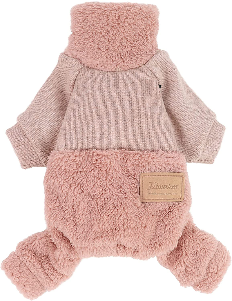 Fitwarm Turtleneck Knitted Dog Clothes Winter Outfits Pet Jumpsuits Cat Sweaters Animals & Pet Supplies > Pet Supplies > Dog Supplies > Dog Apparel Fitwarm Pink S 