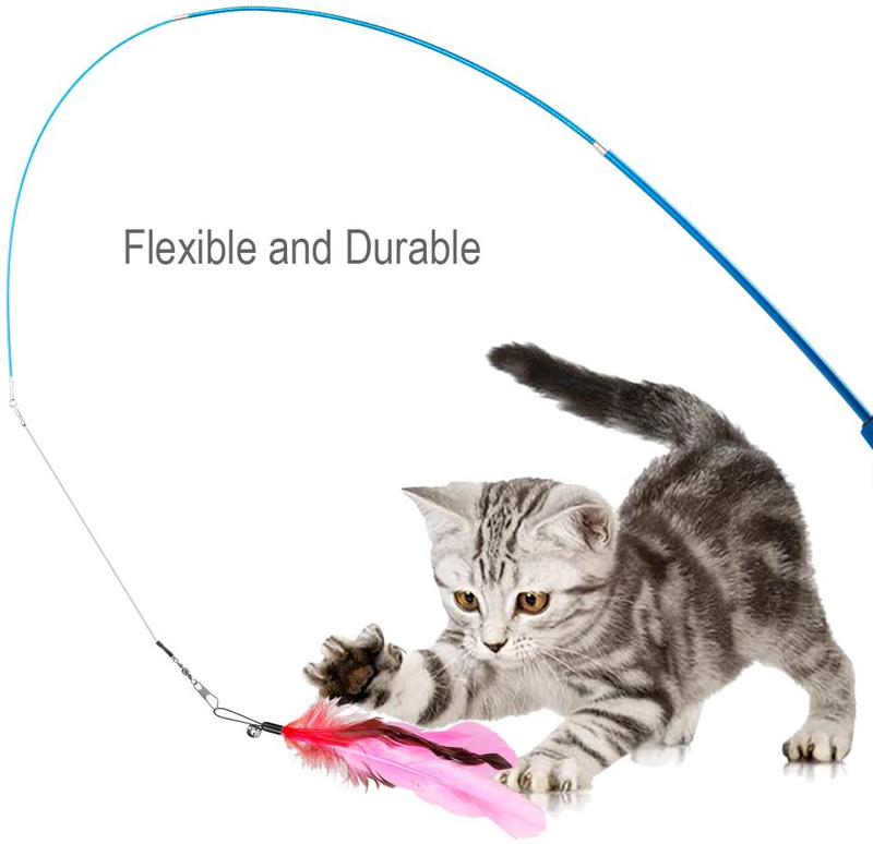 JIARON Cat Feather Toy, 2PCS Retractable Cat Wand Toys and 10PCS Replacement Teaser with Bell Refills, Interactive Catcher Teaser and Funny Exercise for Kitten or Cats. Animals & Pet Supplies > Pet Supplies > Cat Supplies > Cat Apparel JIARON   