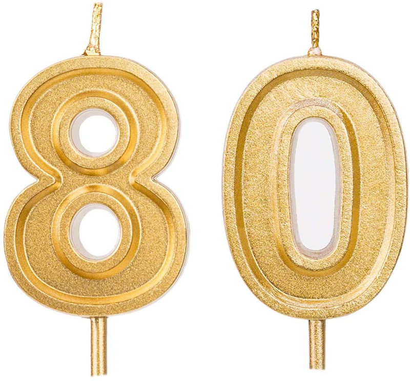 Qj-solar 2.76 inch Gold Number 80 Birthday Candles,80th Cake Topper for Birthday Decorations Home & Garden > Decor > Home Fragrances > Candles Maikencandle Default Title  