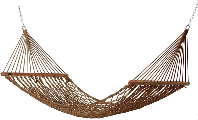 Hatteras Hammocks DC-11OT Small Oatmeal Duracord Rope Hammock with Free Extension Chains & Tree Hooks, Handcrafted in The USA, Accommodates 1 Person, 450 LB Weight Capacity, 11 ft. x 45 in. Home & Garden > Lawn & Garden > Outdoor Living > Hammocks Hatteras Hammocks Antique Brown  
