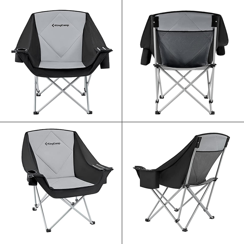 Kingcamp Extra Large Moon Saucer Camping Chair Folding Padded Seat Backrest Portable Sofa Chair with Cooler Bag and Cup Holder round Moon Chair Heavy Duty Folding Lawn Chair for Outdoor Indoor Travel Sporting Goods > Outdoor Recreation > Camping & Hiking > Camp Furniture KingCamp   