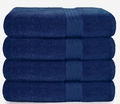 Glamburg Premium Cotton 4 Pack Bath Towel Set - 100% Pure Cotton - 4 Bath Towels 27x54 - Ideal for Everyday use - Ultra Soft & Highly Absorbent - Black Home & Garden > Linens & Bedding > Towels GLAMBURG Navy  