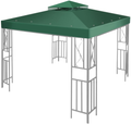 Flexzion 12'x12' Gazebo Replacement Canopy Top Cover (Green) - Dual Tier with Plain Edge Polyester UV30 Water Resistant for Outdoor Garden Patio Pavilion Sun Shade