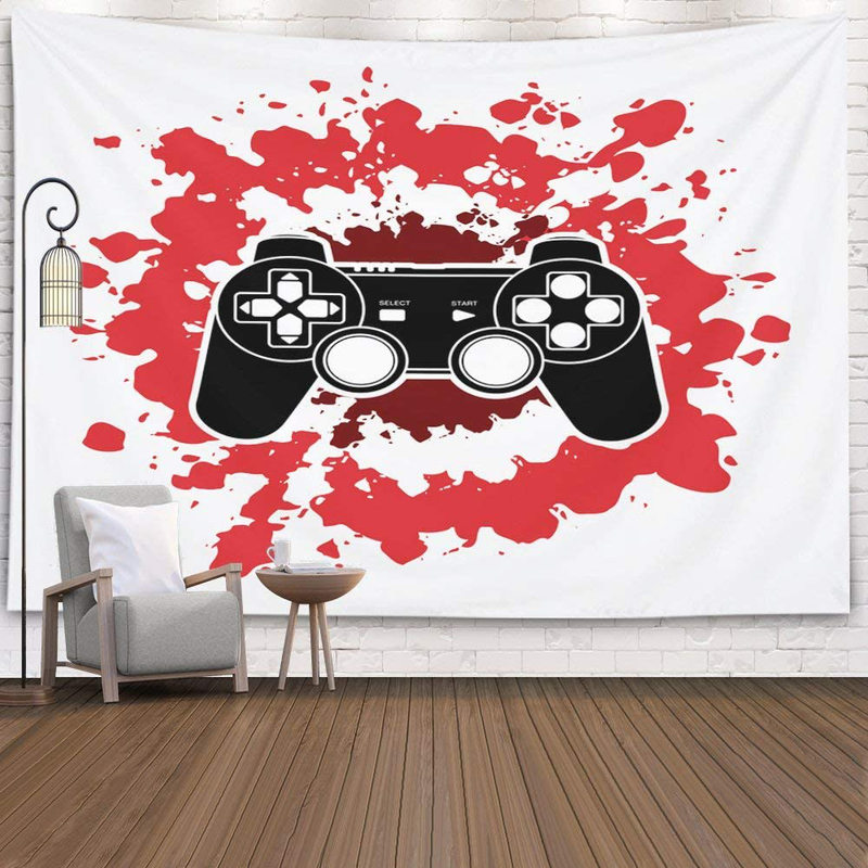 Crannel Gaming Wall Tapestry, Conceptual Abstraction Modern Controller Realistic Game Wireless Mockup Tapestry 80x60 Inches Wall Art Tapestries Hanging Dorm Room Living Home Decorative,Black Blue Home & Garden > Decor > Artwork > Decorative TapestriesHome & Garden > Decor > Artwork > Decorative Tapestries Crannel Red Black 60" L x 60" W 