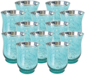 Just Artifacts Mercury Glass Hurricane Votive Candle Holder 3.5-Inch (12pcs, Speckled Gold) - Mercury Glass Votive Tealight Candle Holders for Weddings, Parties and Home Décor Home & Garden > Decor > Home Fragrance Accessories > Candle Holders Just Artifacts Aqua  