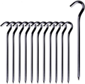 FANBX F Tent Pegs - 12Pcs Aluminium Tent Stakes Pegs with Hook - 7’’ Hexagon Rod Stakes Nail Spike Garden Stakes Camping Pegs for Pitching Camping Tent, Canopies Sporting Goods > Outdoor Recreation > Camping & Hiking > Tent Accessories FANBX F Black  