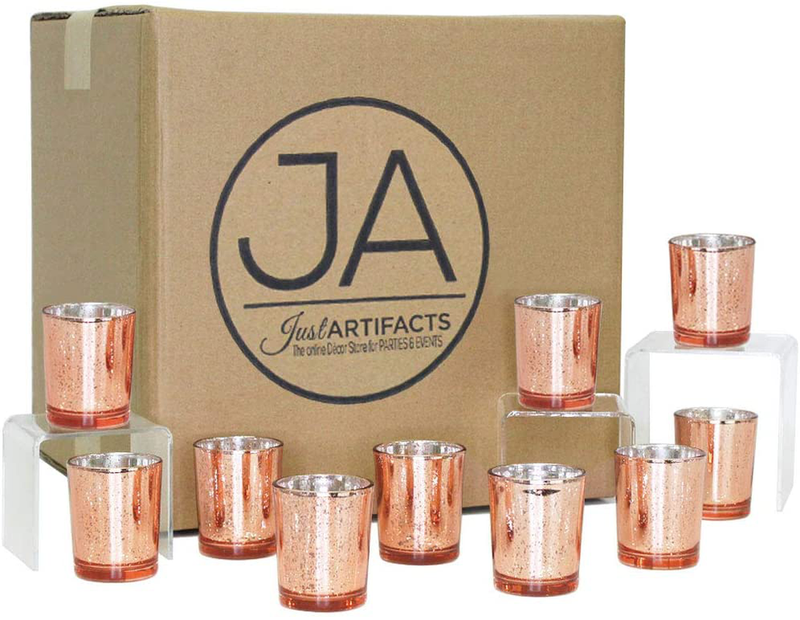 Just Artifacts 2.75-Inch Speckled Mercury Glass Votive Candle Holders (100pcs, Silver) Home & Garden > Decor > Home Fragrance Accessories > Candle Holders Just Artifacts Rose Gold  