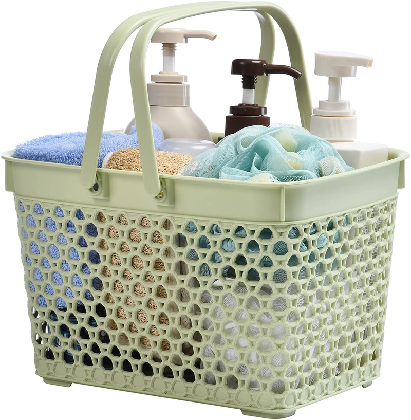 NINU Portable Shower Caddy Basket Tote , Plastic Cleaning Supply Caddy Bathroom Organizer with Handles for College Dorm Room Essentials, Garden, Pool, Camp, Gym, Beach (Green) Sporting Goods > Outdoor Recreation > Camping & Hiking > Portable Toilets & Showers NINU Green  