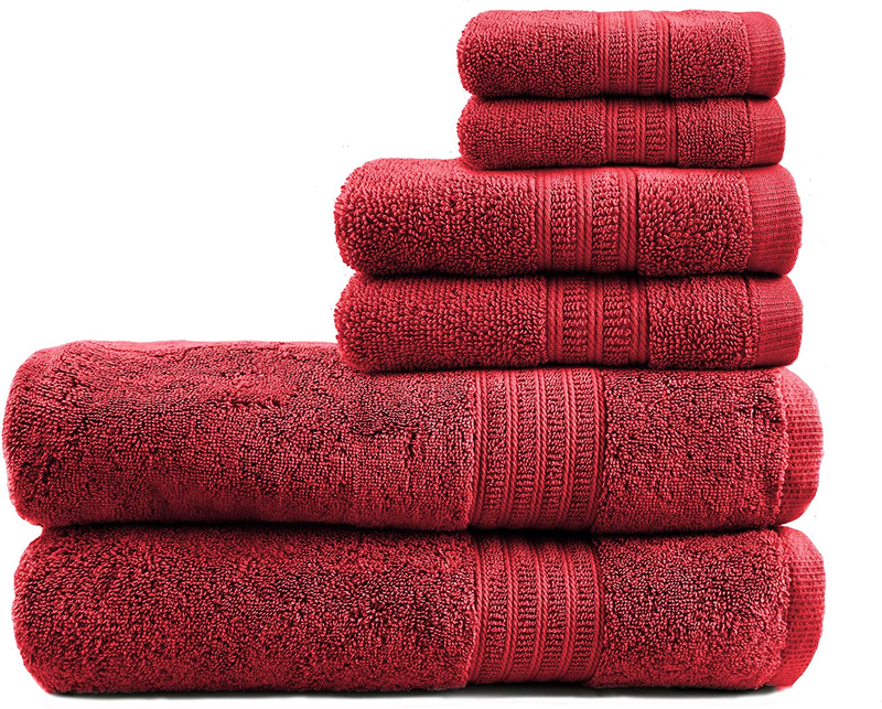 TRIDENT Soft and Plush, 100% Cotton, Highly Absorbent, Bathroom Towels, Super Soft, 6 Piece Towel Set (2 Bath Towels, 2 Hand Towels, 2 Washcloths), 500 GSM, Teal Home & Garden > Linens & Bedding > Towels TRIDENT Red  