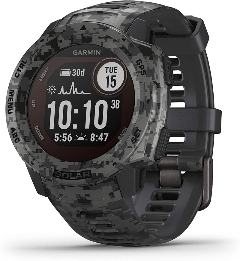 Garmin 010-02064-00 Instinct, Rugged Outdoor Watch with GPS, Features Glonass and Galileo, Heart Rate Monitoring and 3-Axis Compass, Graphite Apparel & Accessories > Jewelry > Watches Garmin Graphite Camo Solar - Camo Edition 