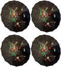 TJ Global PACK OF 4 Japanese Chinese Kids Size 22" Umbrella Parasol For Wedding Parties, Photography, Costumes, Cosplay, Decoration And Other Events - 4 Umbrellas (Green) Home & Garden > Lawn & Garden > Outdoor Living > Outdoor Umbrella & Sunshade Accessories TJ Global Black  