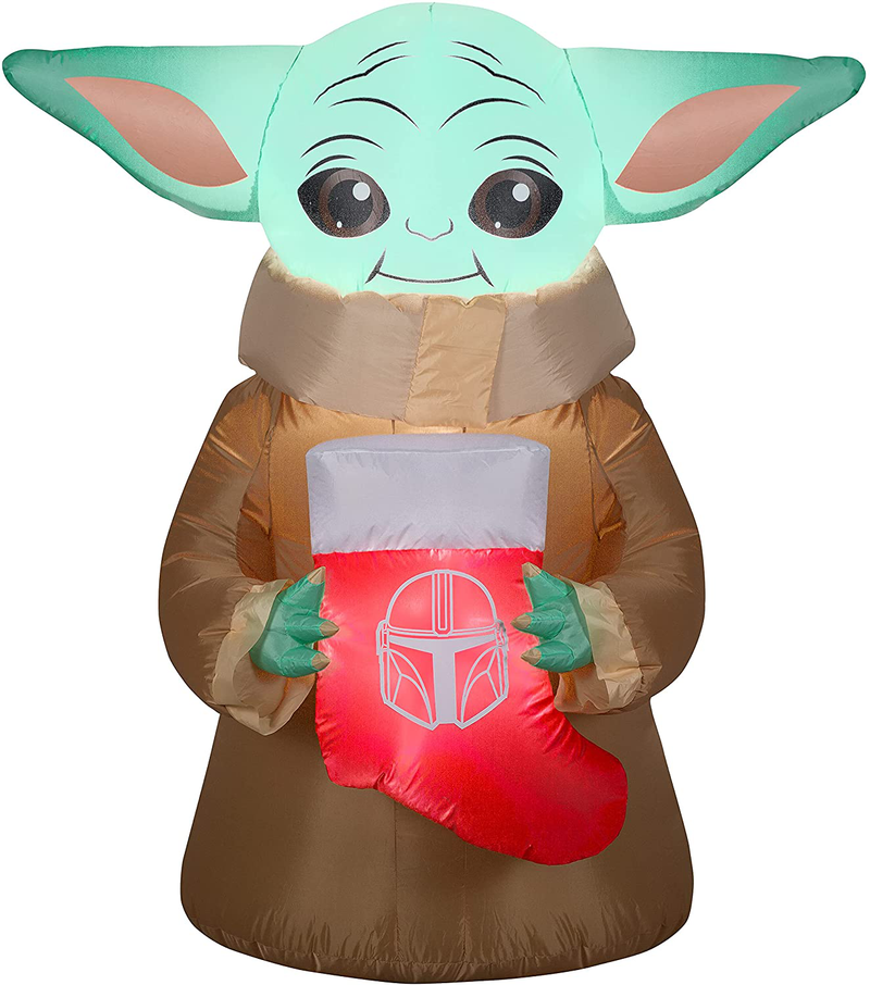 Gemmy 4.5' Christmas Inflatable Yoda The Child Holding A Christmas Stocking Indoor/Outdoor Decoration Home & Garden > Decor > Seasonal & Holiday Decorations& Garden > Decor > Seasonal & Holiday Decorations Gemmy   